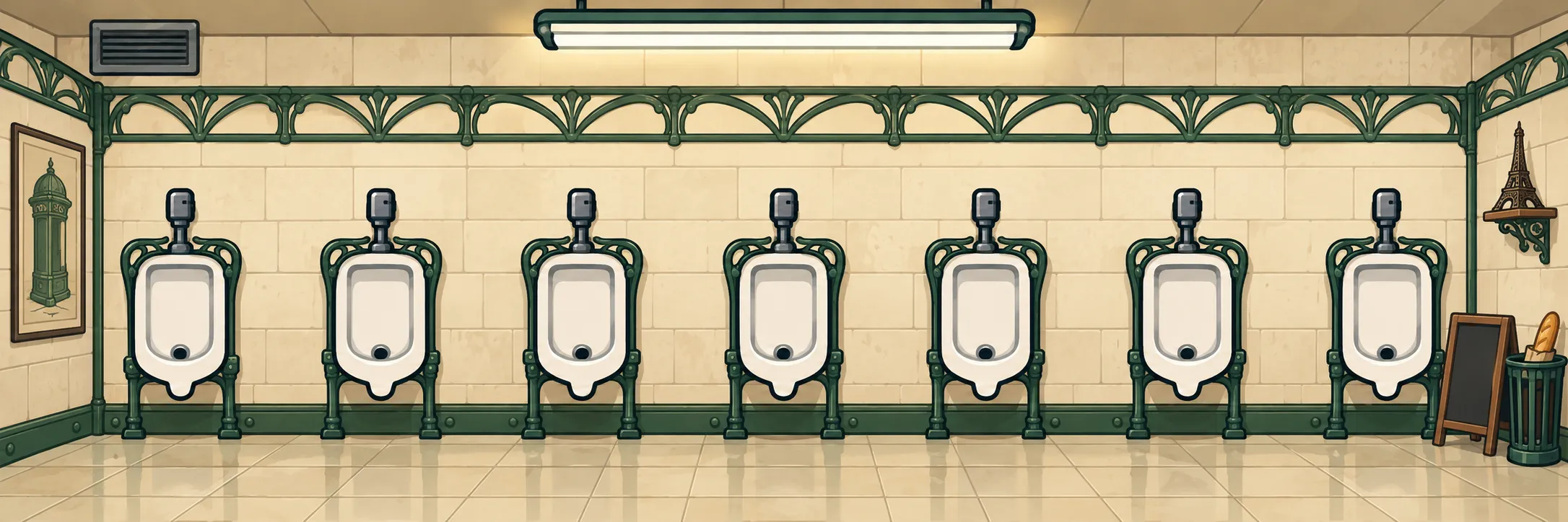 The game’s Paris Charles de Gaulle restroom
